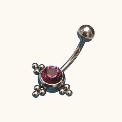 Steel Navel Piercing Eline Purple Zirconia