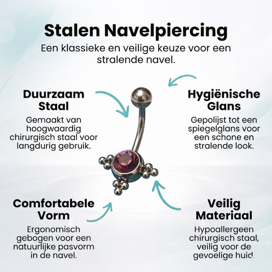 Steel Navel Piercing Eline Purple Zirconia
