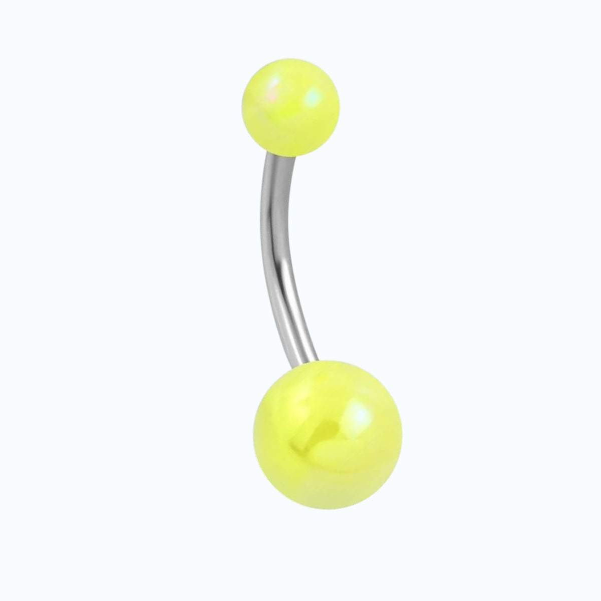 Piercing nombril en acier avec perle acrylique jaune