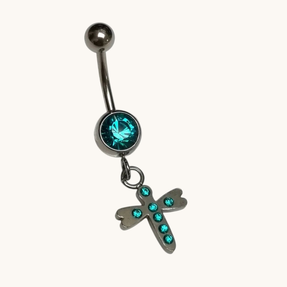 Piercing nombril en forme de croix avec zircone