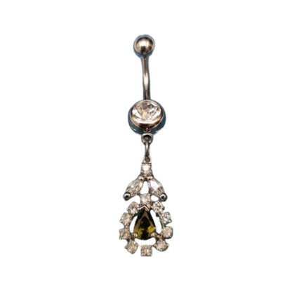 Steel Navel Piercing with Zirconia Pendant