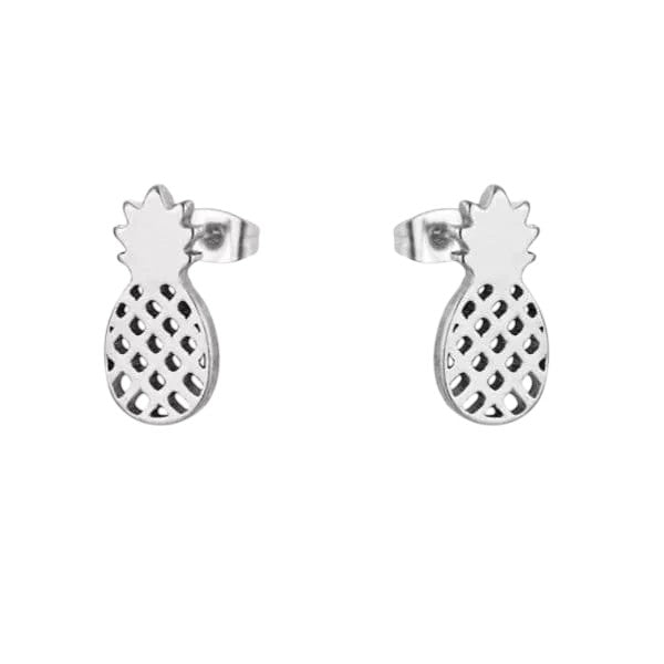 Stalen Oorbellen Ananas - Zomerse Accessoires - oor2740 - xe70645 - Oorbellen kopen# - Zilverkleur - 10mm - 5mm