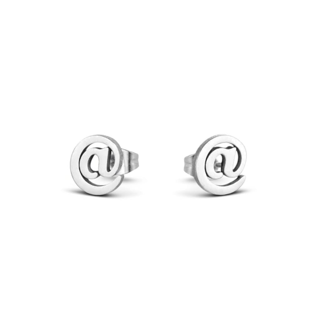Earrings – Steel Monkey Tail (@) Silver-colored (10mm) 