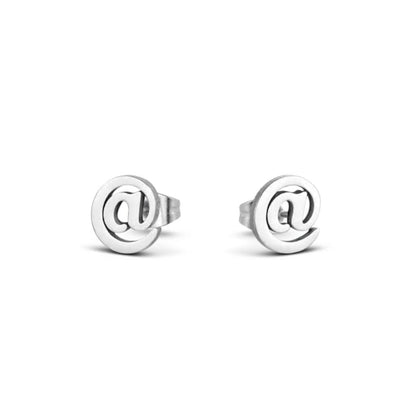 Earrings – Steel Monkey Tail (@) Silver-colored (10mm) 