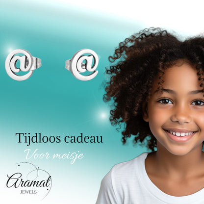 Earrings – Steel Monkey Tail (@) Silver-colored (10mm) 