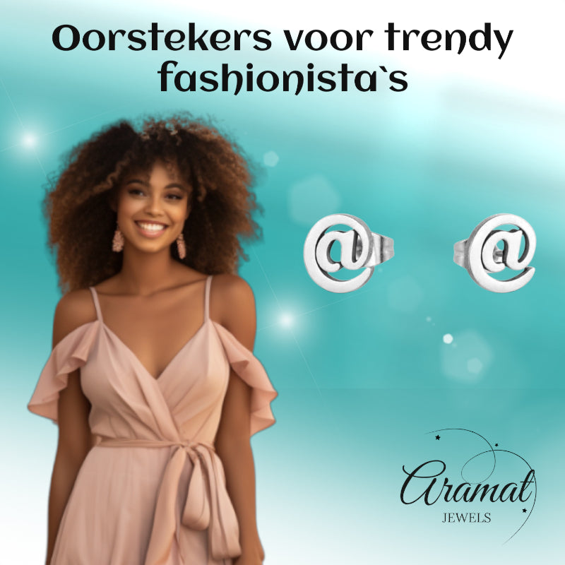 Earrings – Steel Monkey Tail (@) Silver-colored (10mm) 