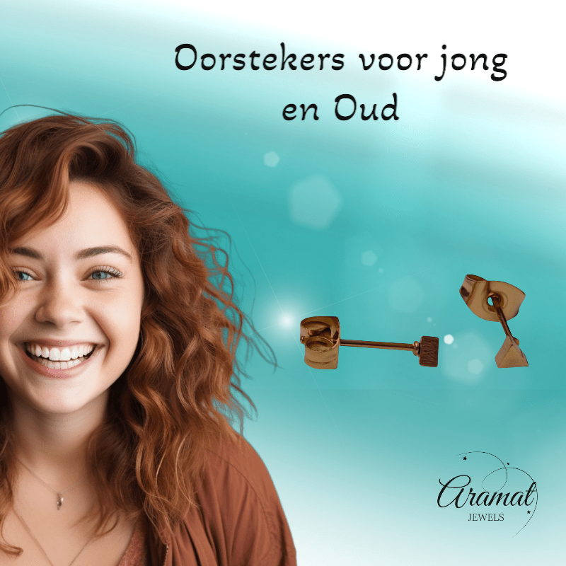 Stalen Oorbellen Driehoek Goudkleur – 3mm - Aramat Jewels - Oorbellen - cadeautip