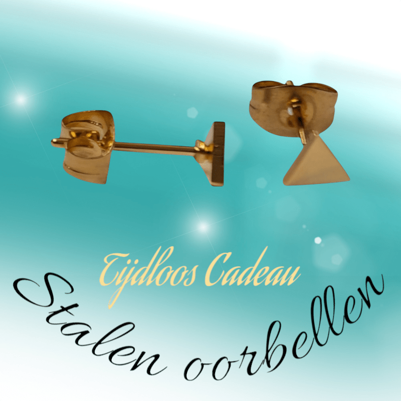 Stalen Oorbellen Driehoek Goudkleur – 4mm - Aramat Jewels - Oorbellen - cadeautip