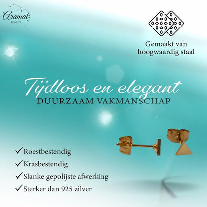 Stalen Oorbellen Driehoek Goudkleur – 4mm - Aramat Jewels - Oorbellen - cadeautip