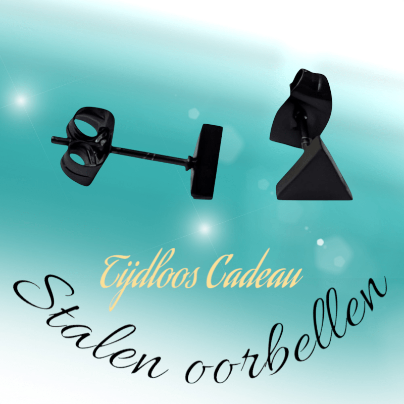 Stalen Oorbellen Driehoek Zwart – 6mm - Aramat Jewels - Oorbellen - cadeautip