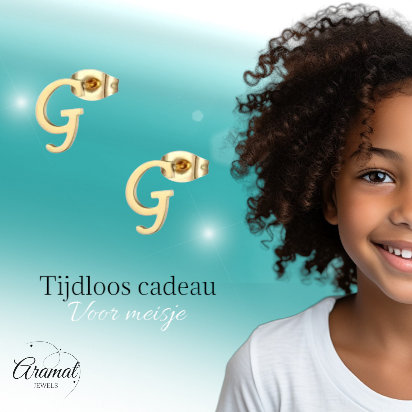 Boucles d'oreilles en acier inoxydable doré, lettre G