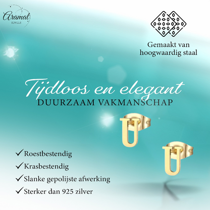 Boucles d'oreilles en acier inoxydable doré en forme de lettre U – Initiale