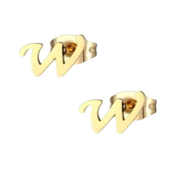 Stainless Steel Letter W Earrings Gold Colored – Initial