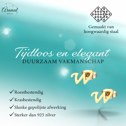 Stainless Steel Letter W Earrings Gold Colored – Initial