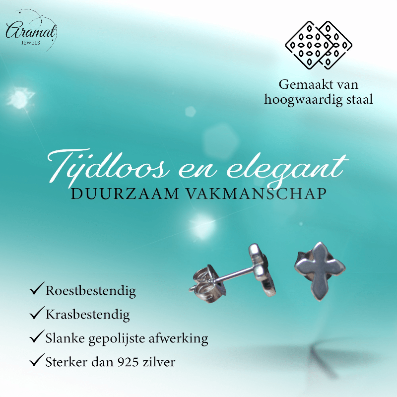 Stalen Oorbellen met kruisje – Zilverkleur – 8x7mm - oor2092 - XE19989 - Oorbellen kopen# - 8mm - alles - cadeau