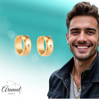 Hoop Earrings – Stainless Steel Gold Color with Zirconia (13mm or 20mm)