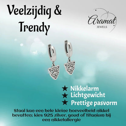 Stalen Oorringen met Leopard Bedel 10mm - Trendy Oorbellen - Aramat Jewels - Oorringen - cadeautip