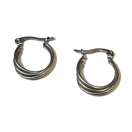 Stalen Oorringen met Triple Hoop Design (16 mm) - Aramat Jewels - Oorringen - cadeautip