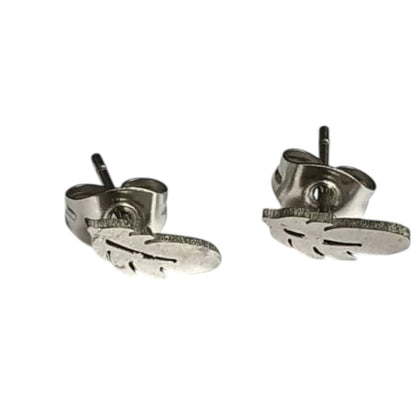 Stalen Oorstekers Veertjes Zilverkleur – 9x3mm - Aramat Jewels - Oorbellen - cadeautip