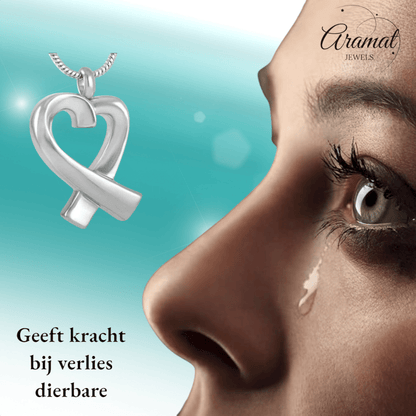Stalen open hart ashanger – gedenksieraad - Aramat Jewels - Gedenkhangers - cadeautip