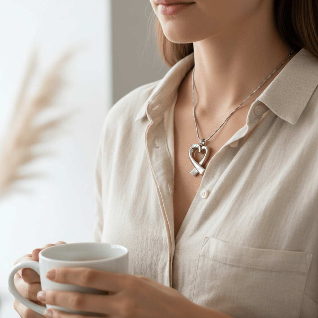 Stalen open hart ashanger – gedenksieraad - Aramat Jewels - Gedenkhangers - cadeautip