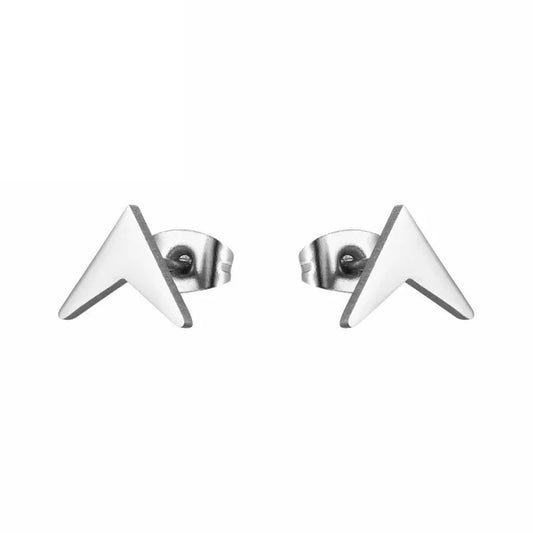 Een paar zilveren oorbellen met een zwarte diamant