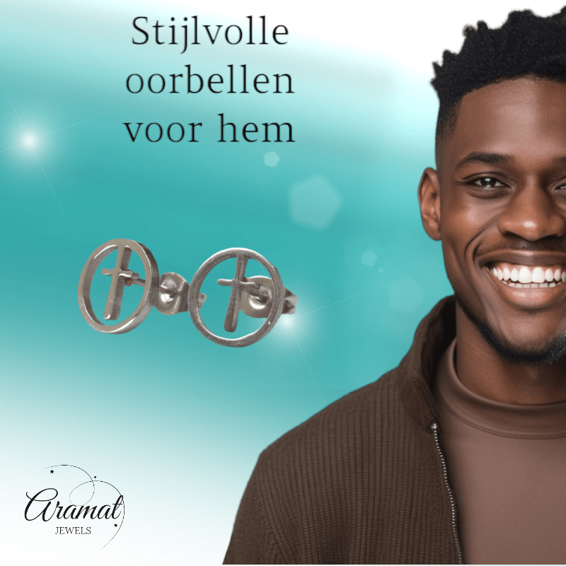 Stalen ronde oorbellen met kruisje – Zilverkleur – 10mm - oor1339 - XE76506 - Oorbellen kopen# - 10mm - alles - cadeau