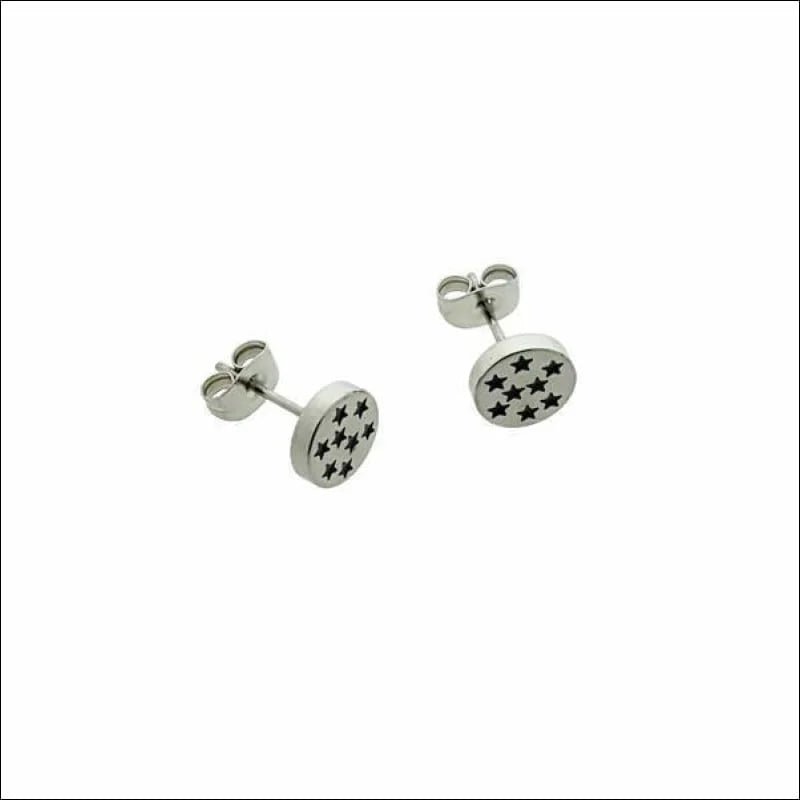 Boucles d'oreilles – Acier inoxydable motif étoile argent/noir (8 mm) 