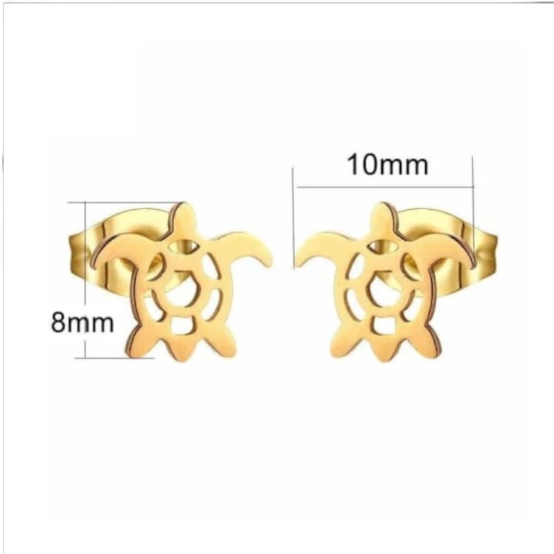 Stalen Schildpad Oorbellen Meisje – Goudkleurig RVS – Dieren Oorstekers – 10x8mm – Oorbellen Kind - oor552 - Oorbellen kopen# - 10mm - alles - cadeau