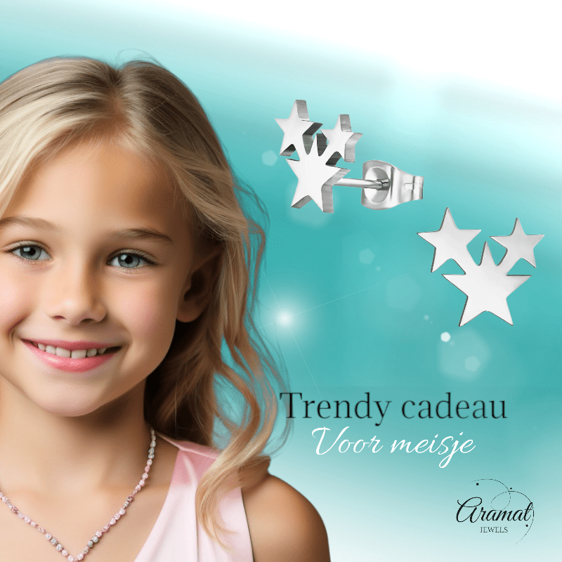 Stalen Sterren Oorbellen - Zwart of Zilverkleurig RVS - oor624 - XE45076 - Oorbellen kopen