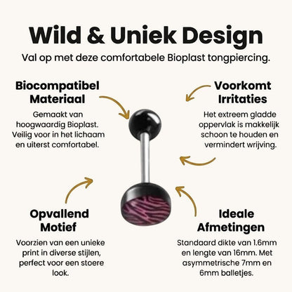 Een groep van zes paar nep oorstekers met zebraprint