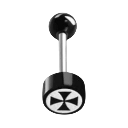 Een paar zwart-witte oorpiercings