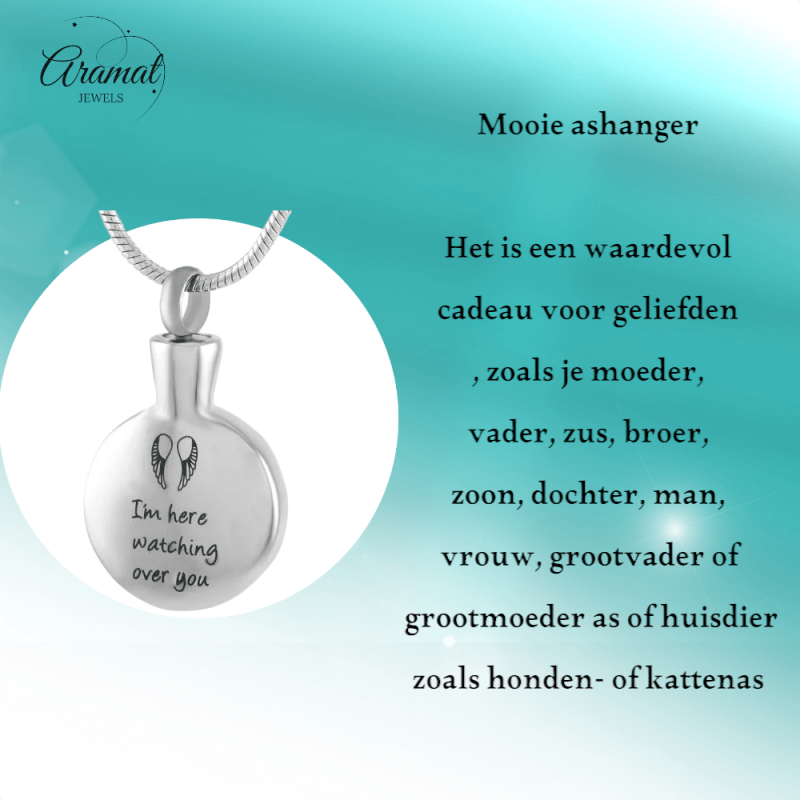 Stalen Urnhanger I’m Here Watching’ - hang440 - 9302 - Gedenkhangers kopen# - 30mm - alles - ashangers