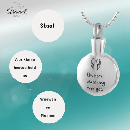 Stalen Urnhanger I’m Here Watching’ - hang440 - 9302 - Gedenkhangers kopen# - 30mm - alles - ashangers