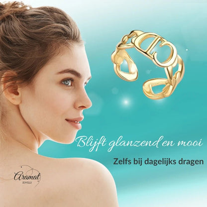 Stalen Verstelbare Open Ring - CD & Schakels - One Size - ring258 - 2983 - Ringen kopen