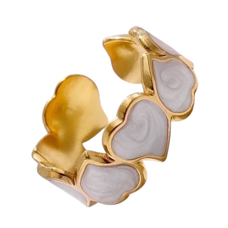 Stalen Verstelbare Open Ring - Hartjes & Parelmoer - One Size - ring285 - 73920 - Ringen kopen