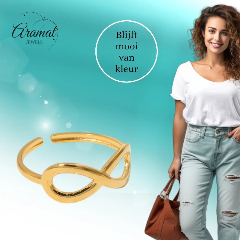 Stalen Verstelbare Open Ring - Infinity Symbool - One Size - ring265 - 161011 - Ringen kopen