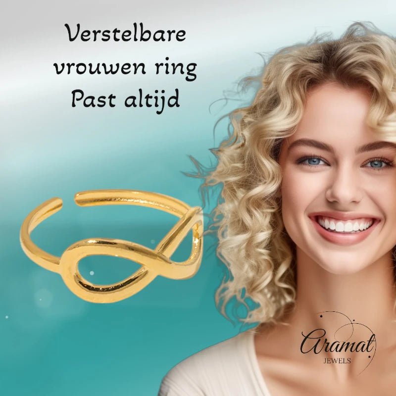 Stalen Verstelbare Open Ring - Infinity Symbool - One Size - ring265 - 161011 - Ringen kopen