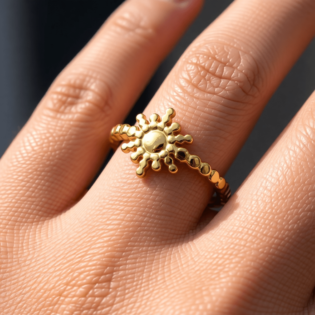 Stalen Verstelbare Open Ring - Zon & Dots - One Size - Aramat Jewels - Ringen - cadeautip