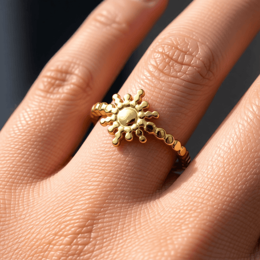 Stalen Verstelbare Open Ring - Zon & Dots - One Size - Aramat Jewels - Ringen - cadeautip