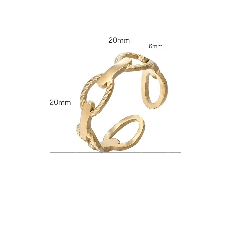Stalen Verstelbare Open Schakel Ring - One Size - RVS - ring251 - 161437 - Ringen kopen