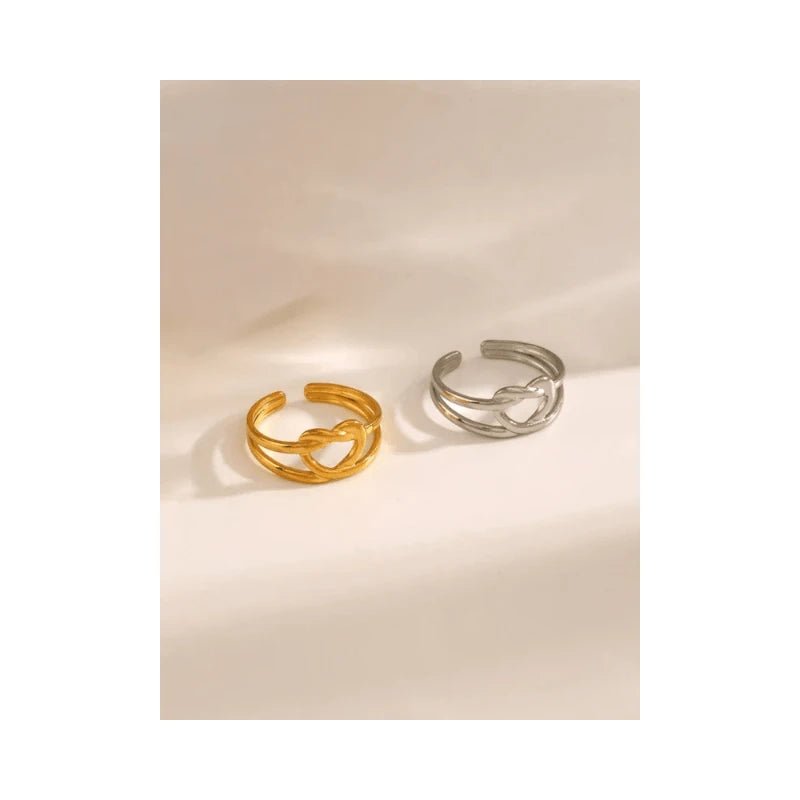 Stalen verstelbare ring - geknoopt hartje - ring229 - Ringen kopen# - Zilverkleur - alles - cadeau