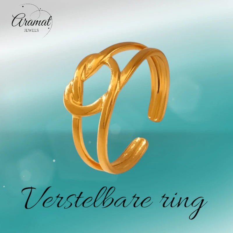 Stalen verstelbare ring - geknoopt hartje - ring229 - Ringen kopen# - Zilverkleur - alles - cadeau