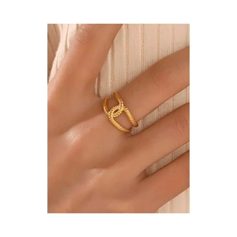 Stalen verstelbare ring - knoop met motief - ring233 - tm - ZN085 - Ringen kopen# - Goudkleur - alles - bali