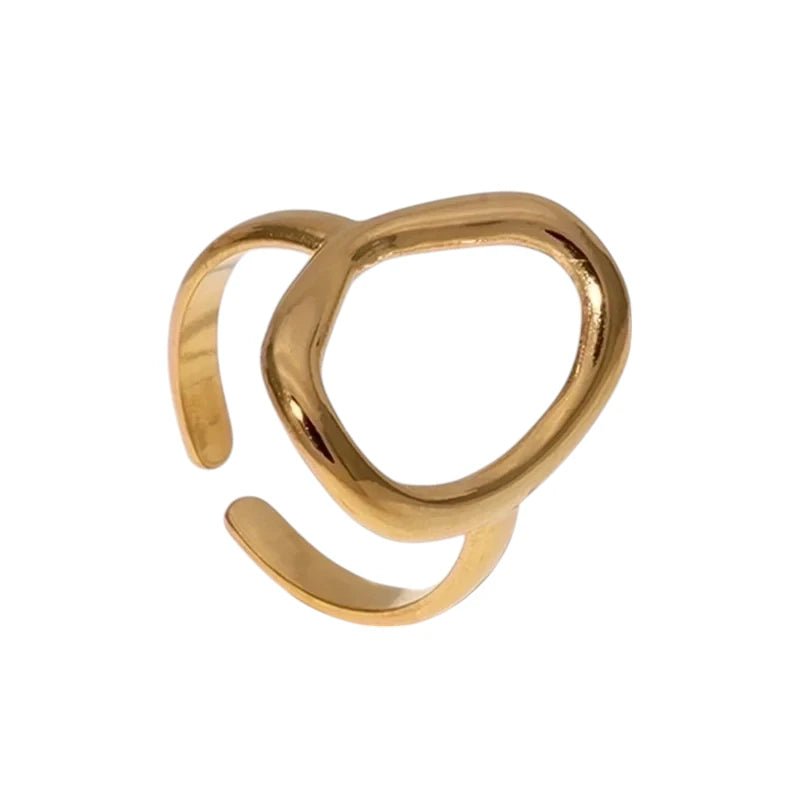 Stalen Verstelbare Ring - Ovale Cirkel - One Size - ring240 - 73900 - Ringen kopen