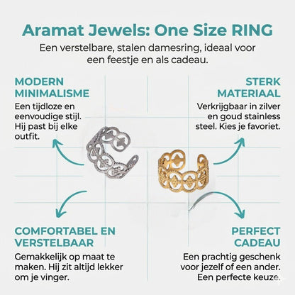 Stalen Verstelbare Ring - Polka Dot - 10mm Breed - Aramat Jewels - Ringen - cadeautip