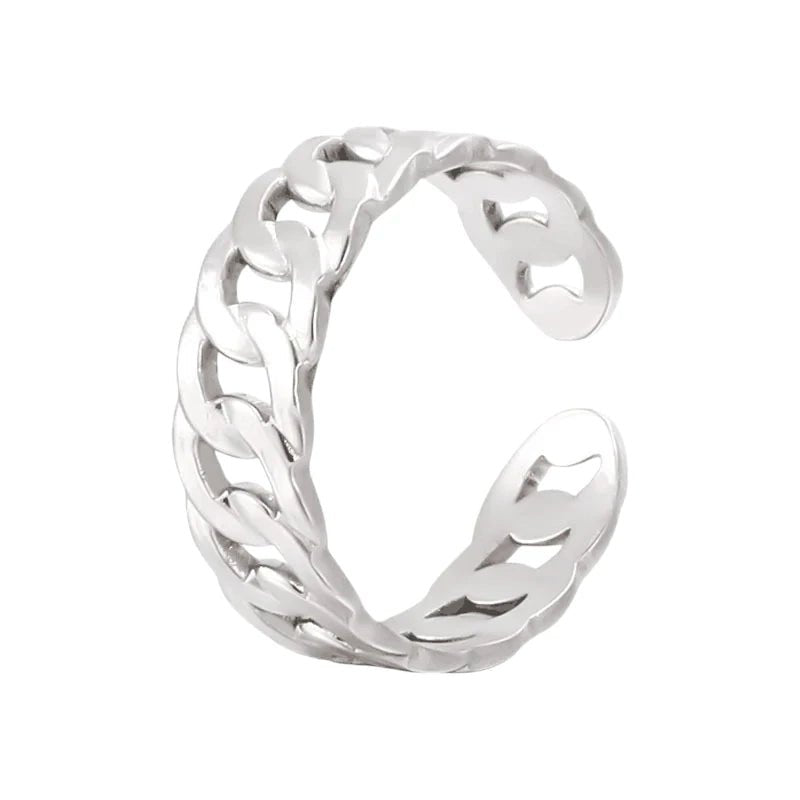 Stalen Verstelbare Schakel Ring - One Size - RVS - ring250 - 161113 - Ringen kopen