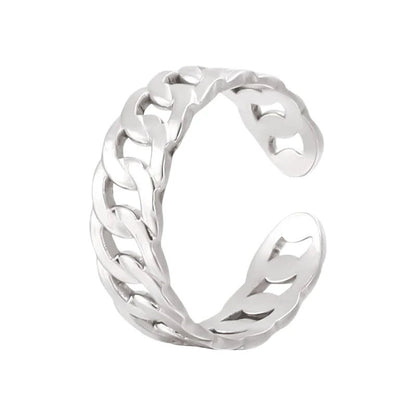 Stalen Verstelbare Schakel Ring - One Size - RVS - ring250 - 161113 - Ringen kopen