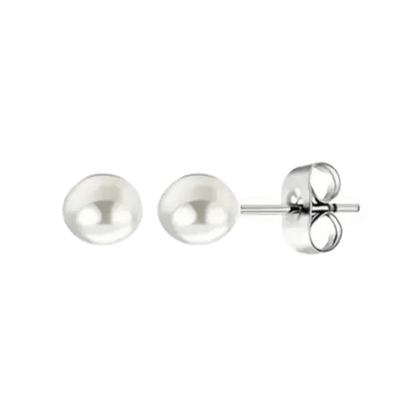 Stalen Witte Parel Oorbellen in Roestvrij Staal 3mm