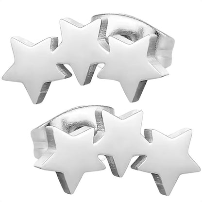 Stalen Zilverkleurige Sterren Oorbellen - Tijdloos Cadeau - oor3203 - SSE113 - Oorbellen kopen